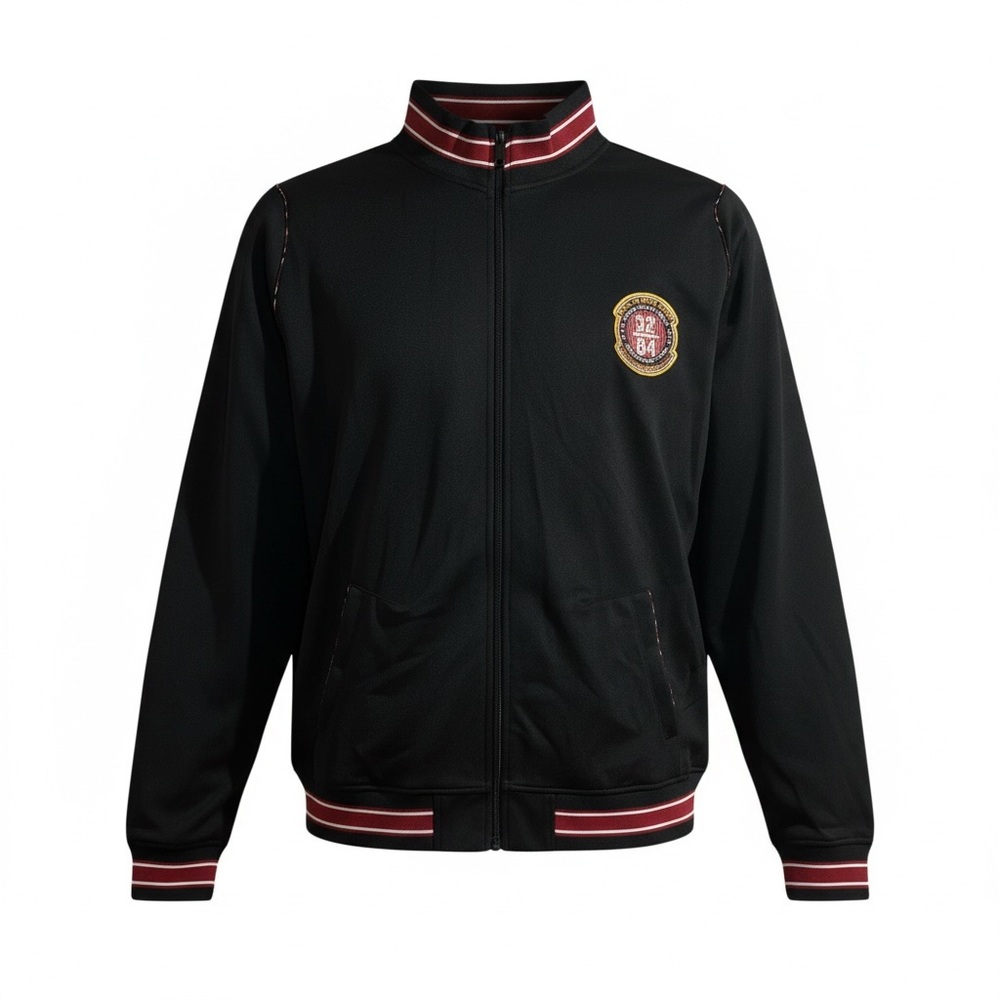 Marithe Francois Girbaud Black Track Jacket with Red Stripes